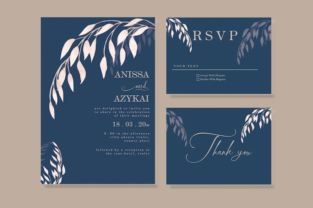 PSD convites de casamento cartão decorativo floral ou convite psd premium