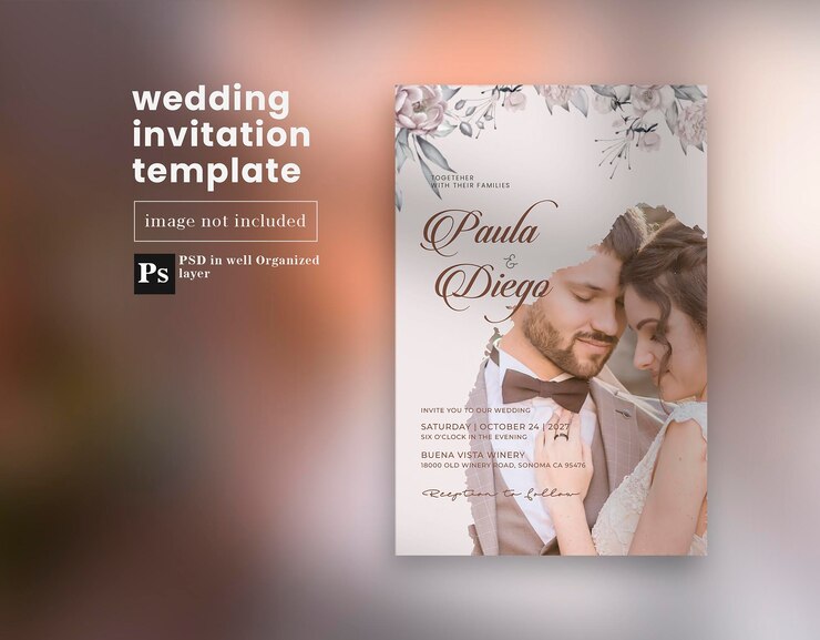 convites de casamento simples e minimalistas elegantes com modelo de foto 05