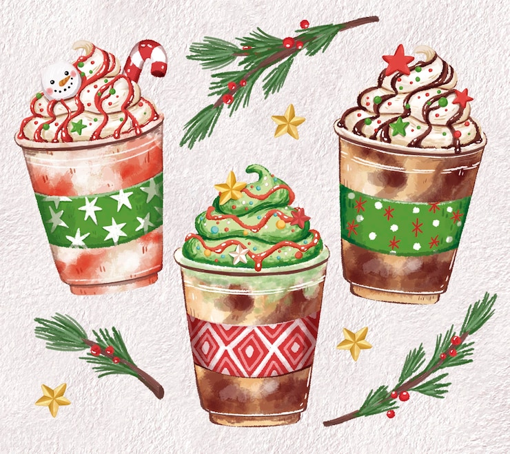 PSD coofe cafe frappuccino pacchetto frappè di buon natale