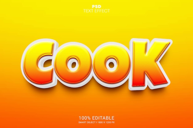 Cook 3d psd efeito de texto editável