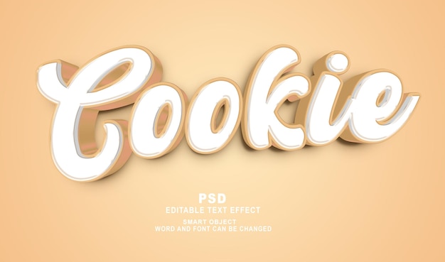 Cookie 3d bearbeitbarer photoshop-texteffektstil mit premium-hintergrund