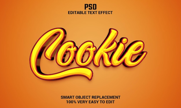 cookie 3d editable text effect with background premium psd