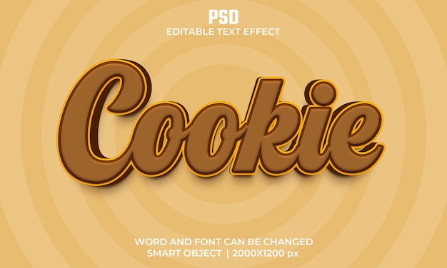 Cookie 3d Effet De Texte Modifiable Psd Premium Avec Arrière-plan