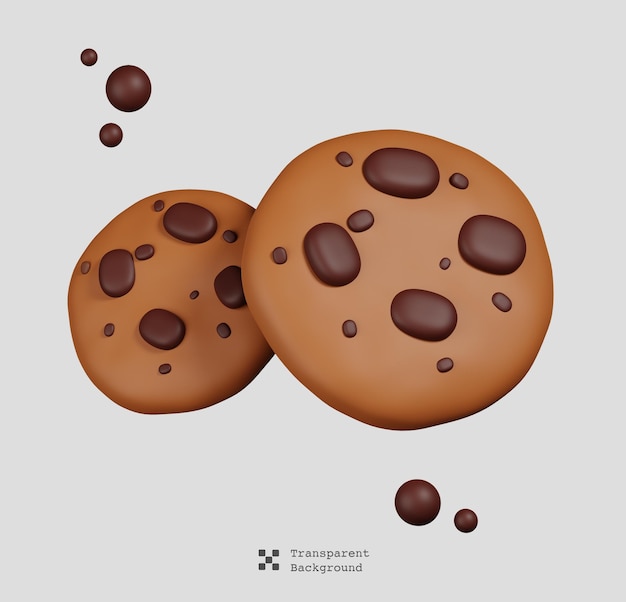 Cookie Aux Pépites De Chocolat Isolé. Concept D'icône Symbole Nouvel An Et Hiver. Illustration De Rendu 3d.