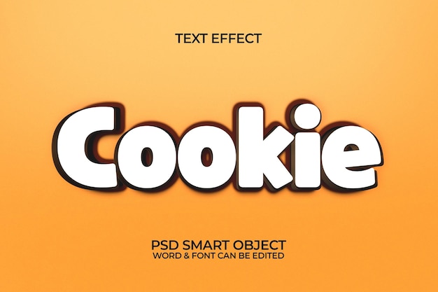 PSD cookie-bearbeitbarer 3d-texteffekt