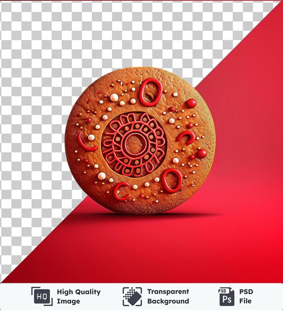 Cookie de pão de gengibre festivo em fundo vermelho