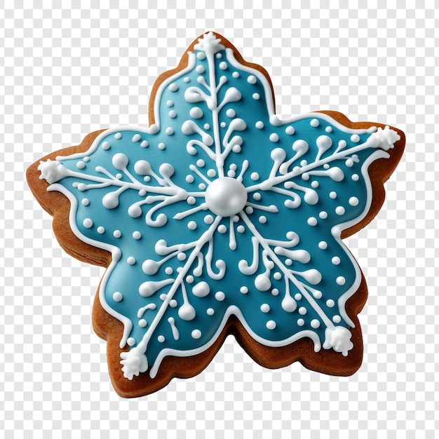 PSD cookie de pain d'épice bleu festif et décoration isolés sur un fond transparent