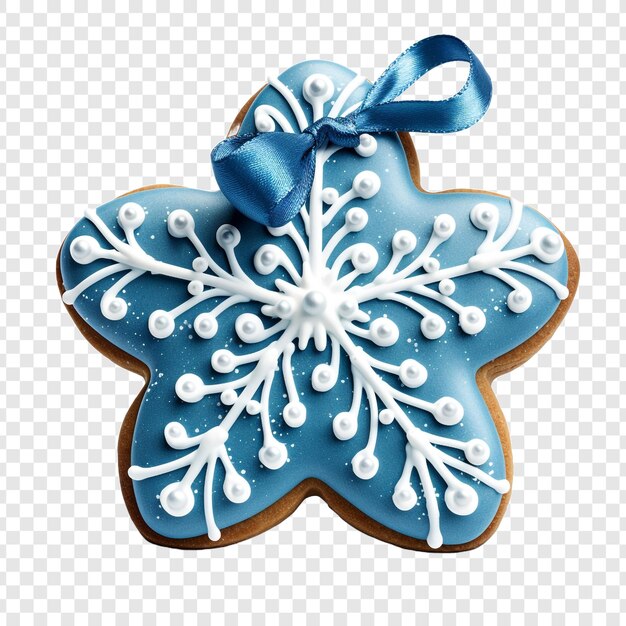 PSD cookie de pain d'épice bleu festif et décoration isolés sur un fond transparent