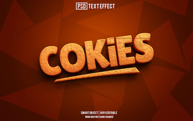 cookies text effect font editable typography 3d text