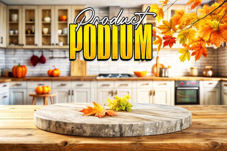 PSD cooking product podium display background