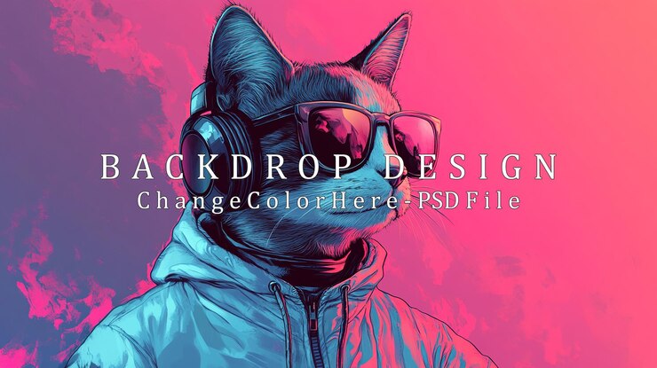 PSD cool cat in sunglasses and headphones