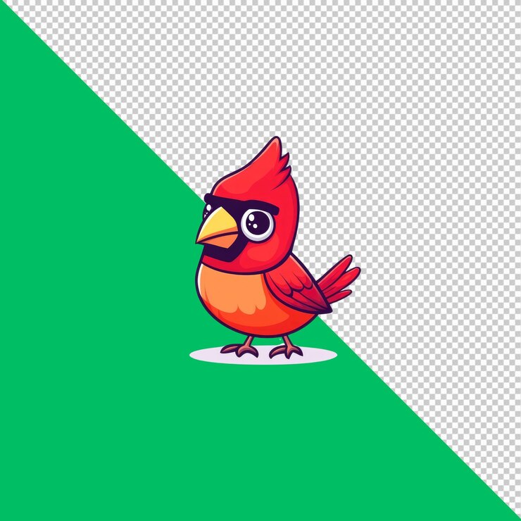 PSD cool dibujos animados del pájaro cardenal del norte ilustración