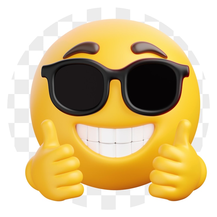 PSD cool emoji with sunglasses giving thumbs up