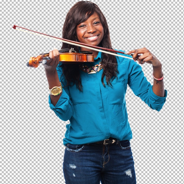 PSD cool femme noire jouant du violon