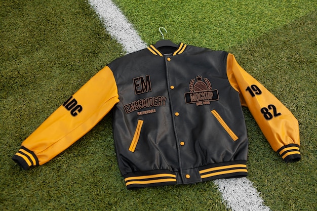 PSD cool varsity jacket al aire libre