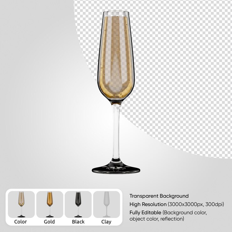 PSD copa de champán 3d