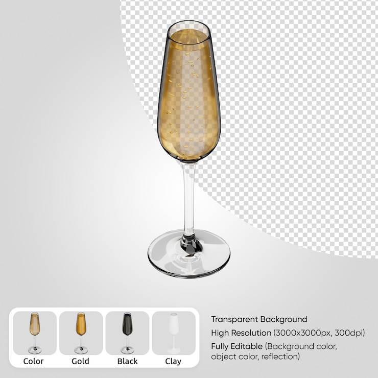 PSD copa de champán 3d