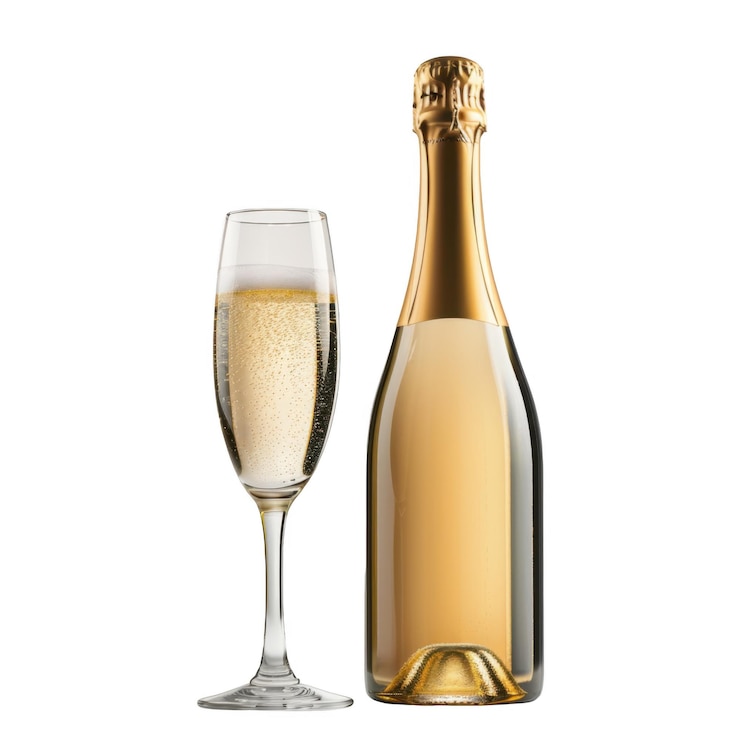 PSD una copa de champán y una botella de vino espumoso