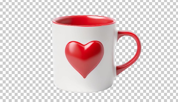 PSD copa con corazón rojo en un fondo transparente renderizado en 3d.