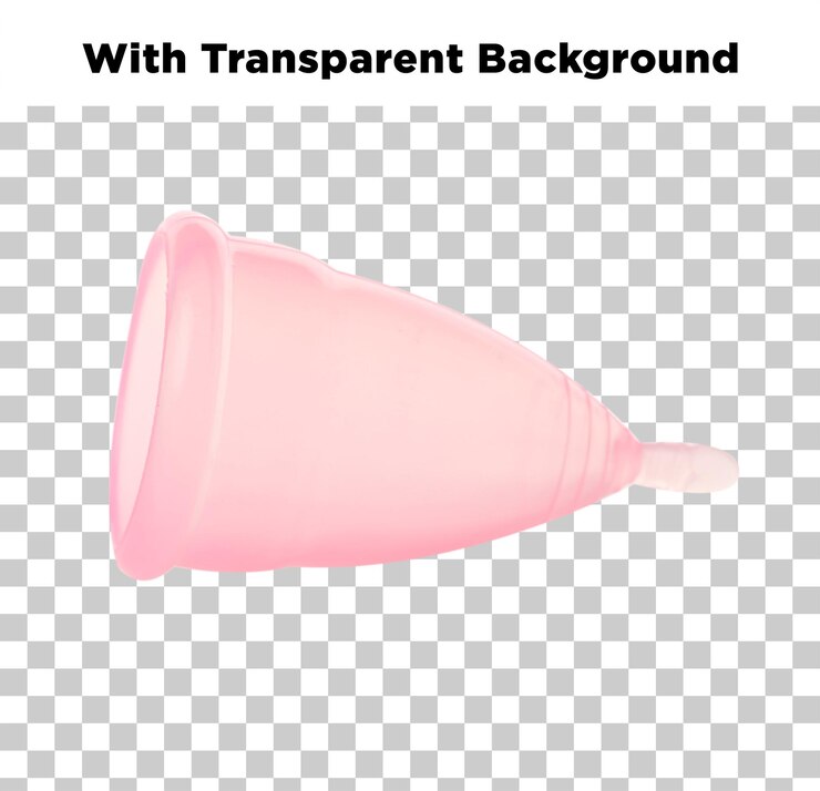 PSD copa menstrual rosada con fondo transparente