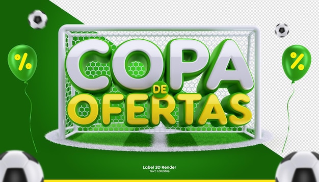 Copa de ofertas promoción brasileña etiqueta 3d para la copa mundial de fútbol