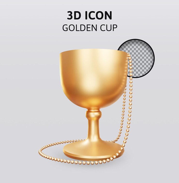 PSD una copa de oro con tesoros de oro ilustración de renderizado 3d