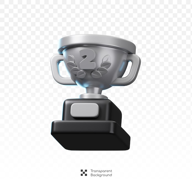 PSD copa de plata trofeo aislado campeón y ganador premios icono concepto recompensa y insignias 3d render