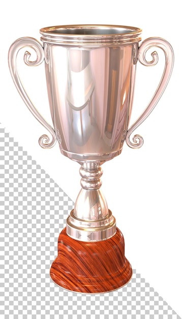 Copa de trofeo de plata aislada en un fondo blanco renderización 3D