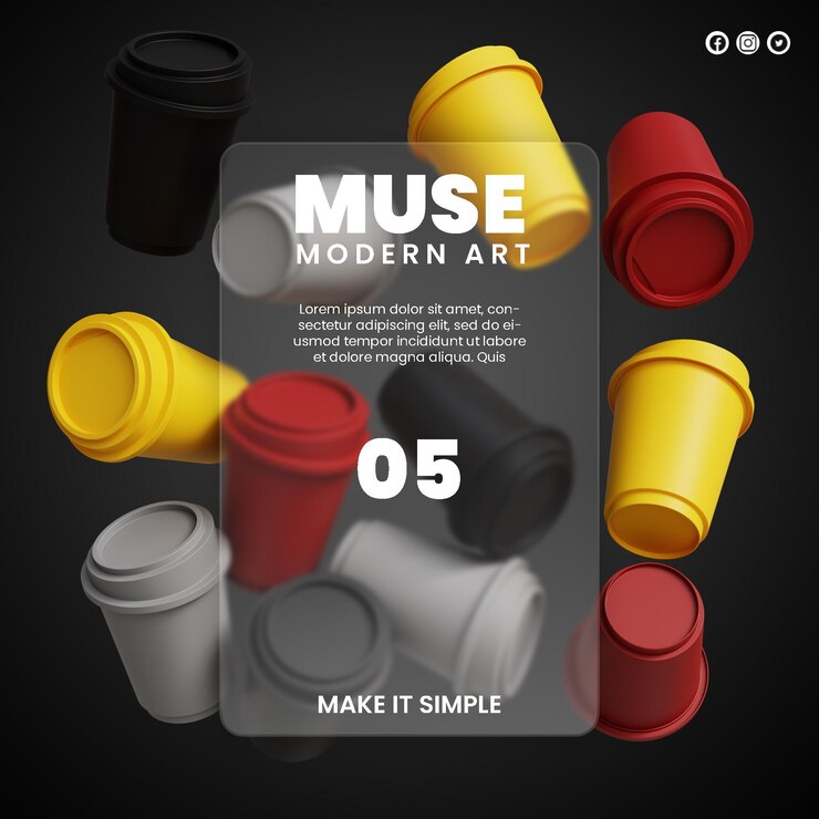 PSD copas abstractas 3d con efecto de glassmorphism para el fondo de la interfaz de usuario futurista