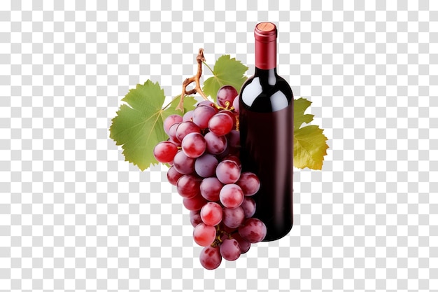 PSD copas y botellas de uva de vino y sacacorchos aislados sobre un fondo transparente