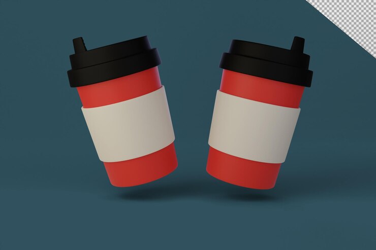 Copas de plástico de diseño plano 3D que se tocan entre sí