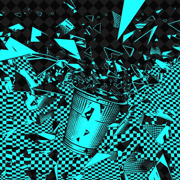 PSD copas de plástico trituradas con texturas distorsionadas y diseños de fondo de textura creativa para fiestas
