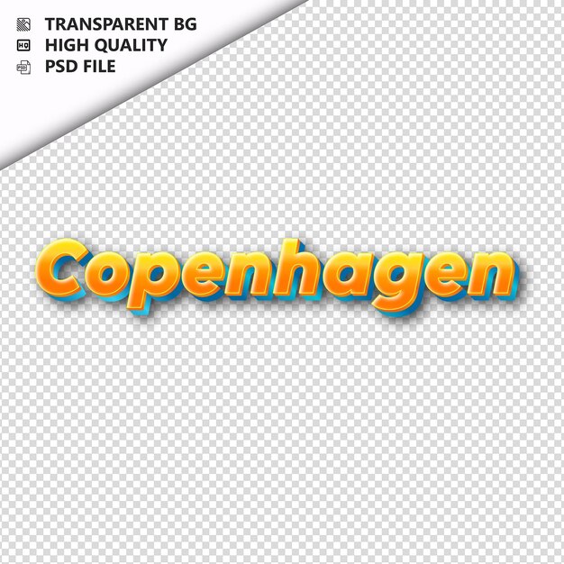 PSD copenhague hecho de texto naranja con sombra transparente aislado