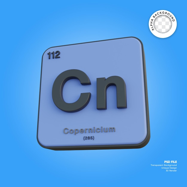 Copernicium chemisches element periodensystem 3d-rendering