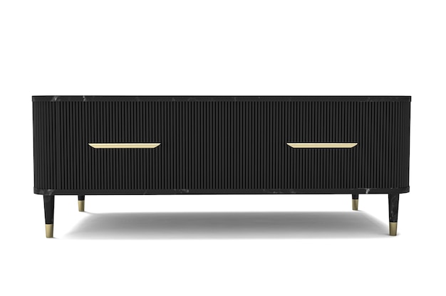 Coperta in legno nera isolata su sfondo bianco rendering 3d
