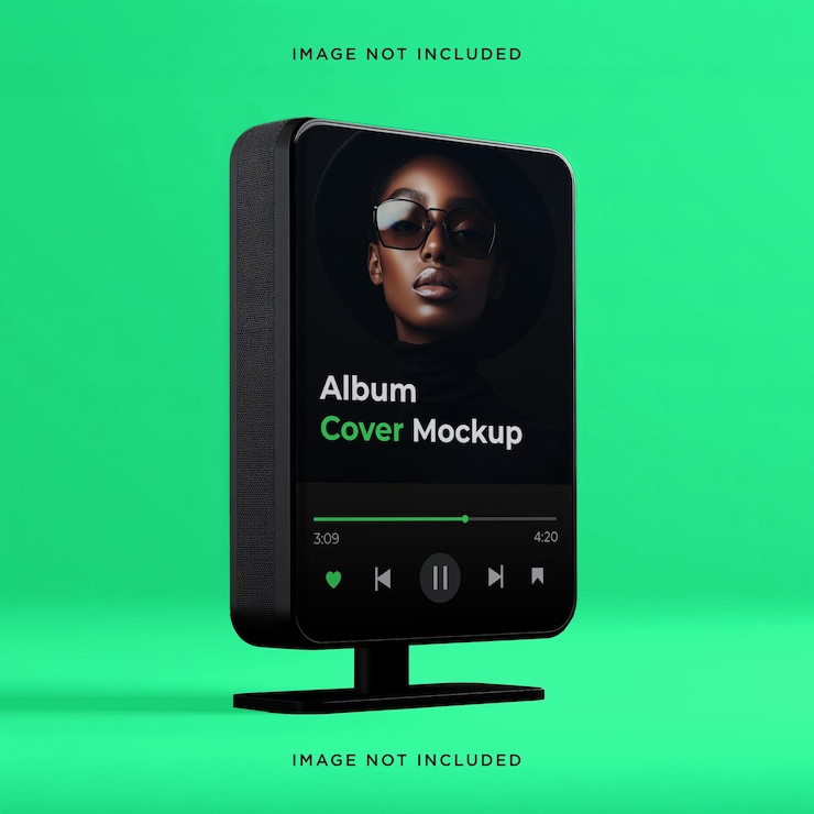 PSD copertina dell'album mockup music player app interface template moderno mockup di billboard nero