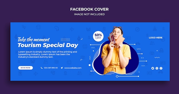 Copertina della timeline di Facebook del giorno speciale del turismo e modello di banner web