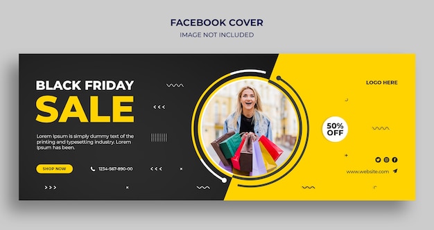 Copertina della timeline di Facebook di vendita del Black Friday e modello di banner web