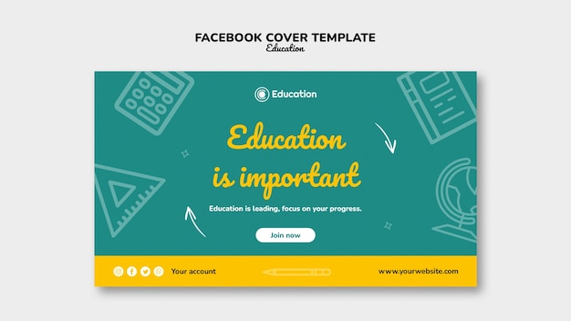 Copertina di Facebook del concetto di educazione disegnata a mano