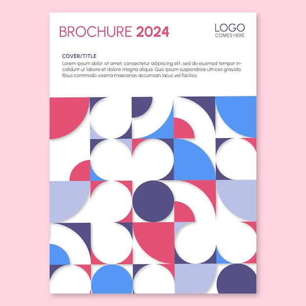copertina di opuscolo colorata con elemento di design a forma geometrica