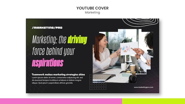 Copertina di YouTube per la strategia di marketing del design piatto