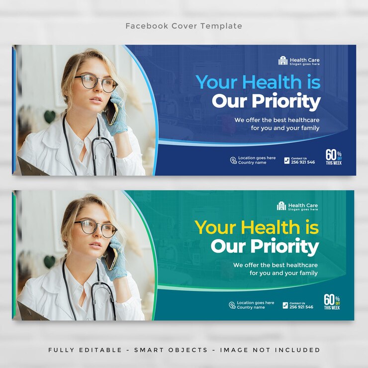 Copertina facebook dei social media per la salute medica
