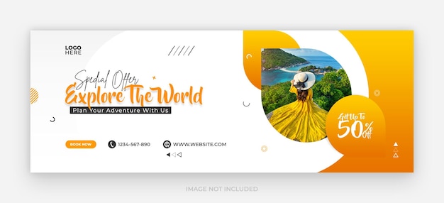 Copertina facebook dell'agenzia di viaggi dal design piatto