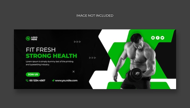 Copertina facebook palestra fitness e modello banner web