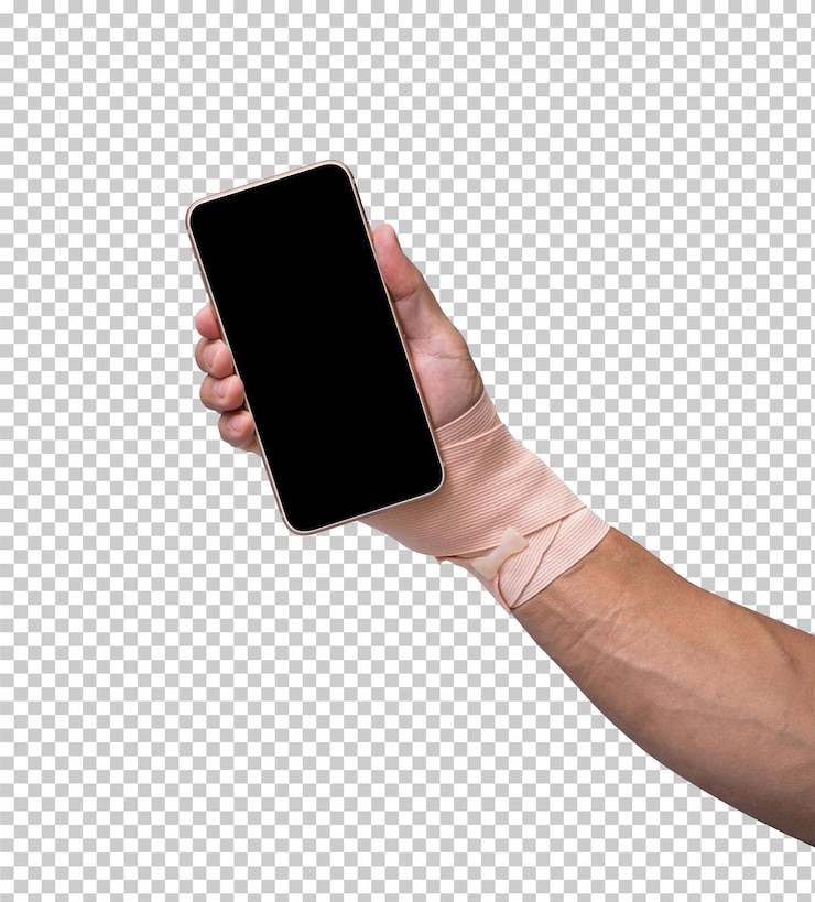 PSD copertura della mano ferita con fascia elastica per smartphone