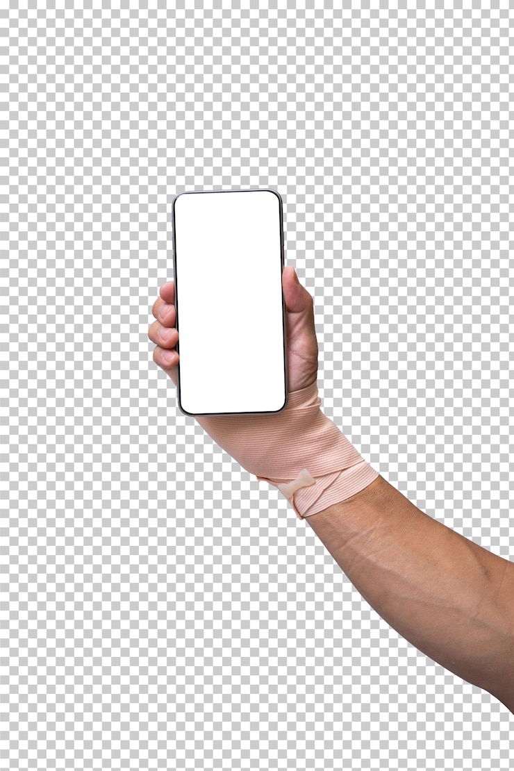 PSD copertura della mano ferita con fascia elastica per smartphone