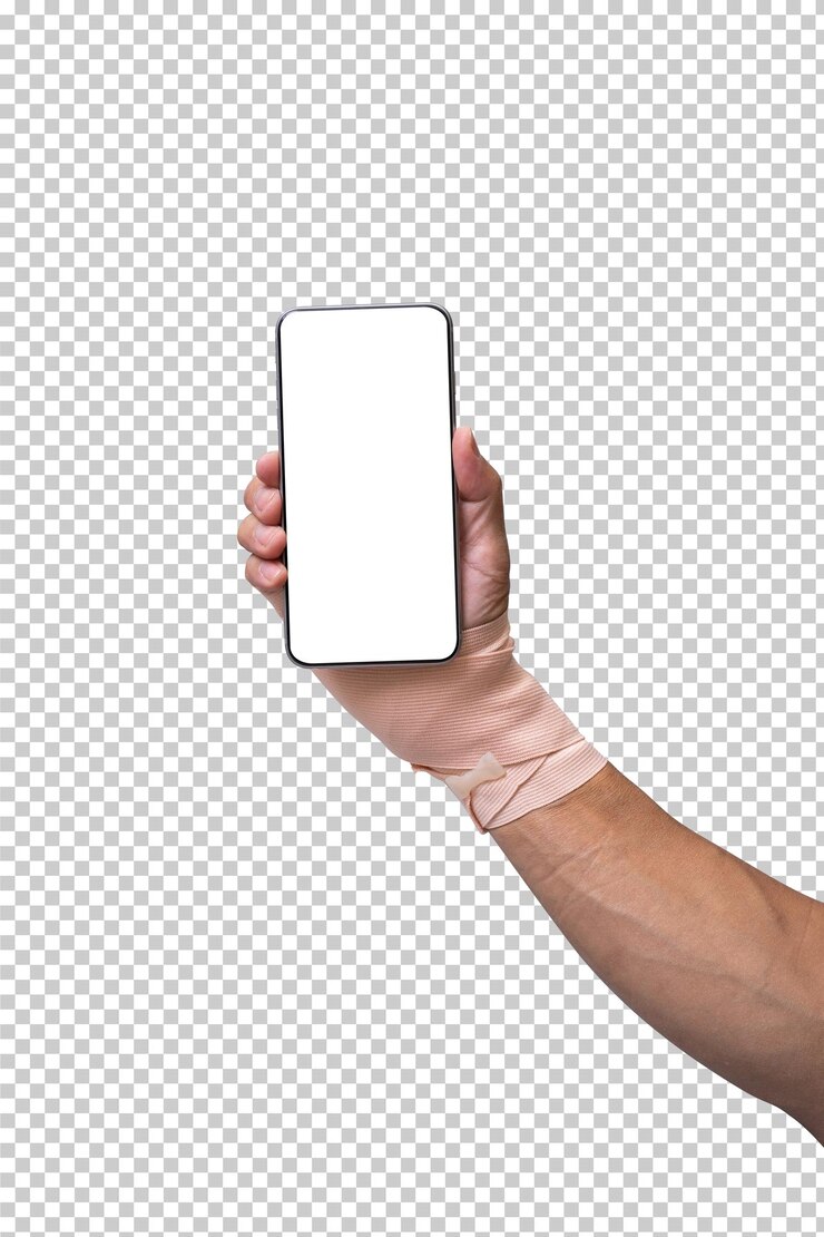 PSD copertura della mano ferita con fascia elastica per smartphone