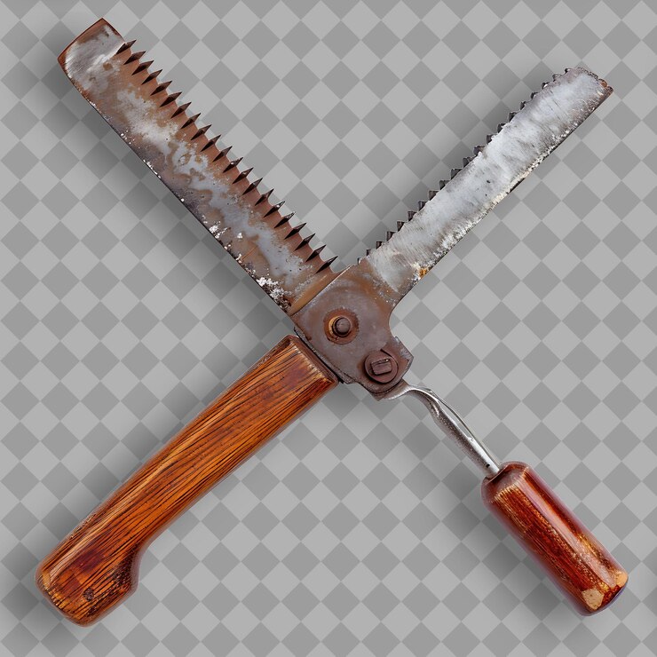 PSD coping saw blade with brown metal body a tool used for cutti png tool on clean background