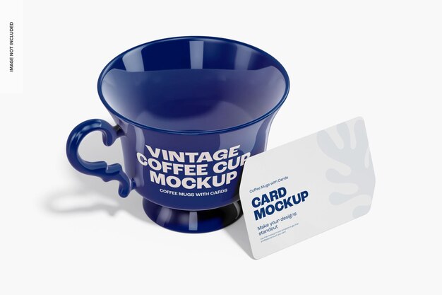 Copo de café vintage com maquete de cartão, perspectiva