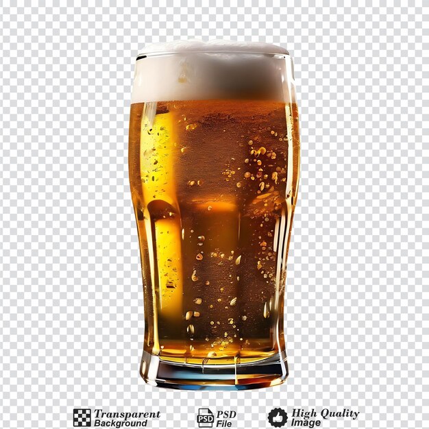 PSD copo de cerveja fresca e fria isolado sobre um fundo transparente